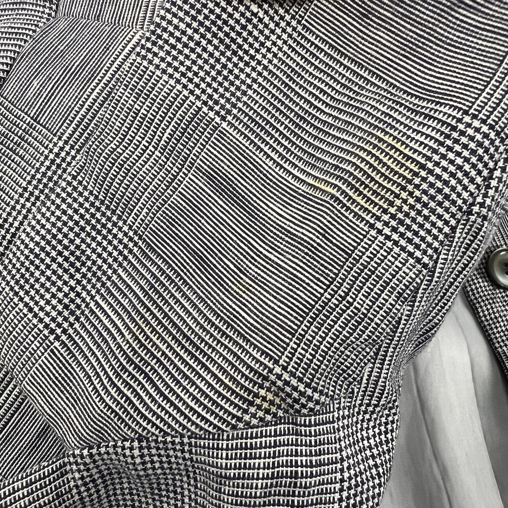 Tamotsu 100% Linen Blazer Jacket Womens 1XP Navy Blue White Glen Plaid NEW FLAW - Picture 5 of 11